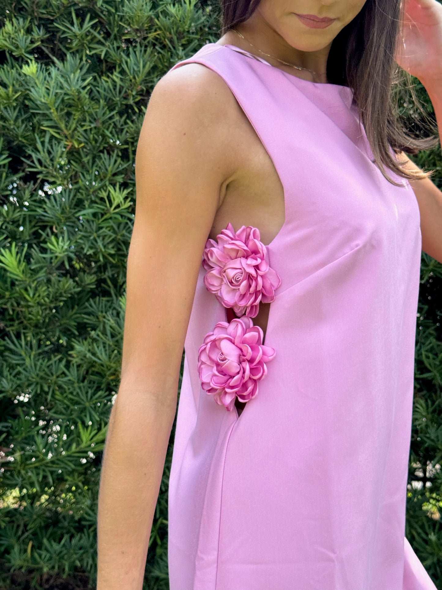 3D Flower Sleeveless Mini Dress