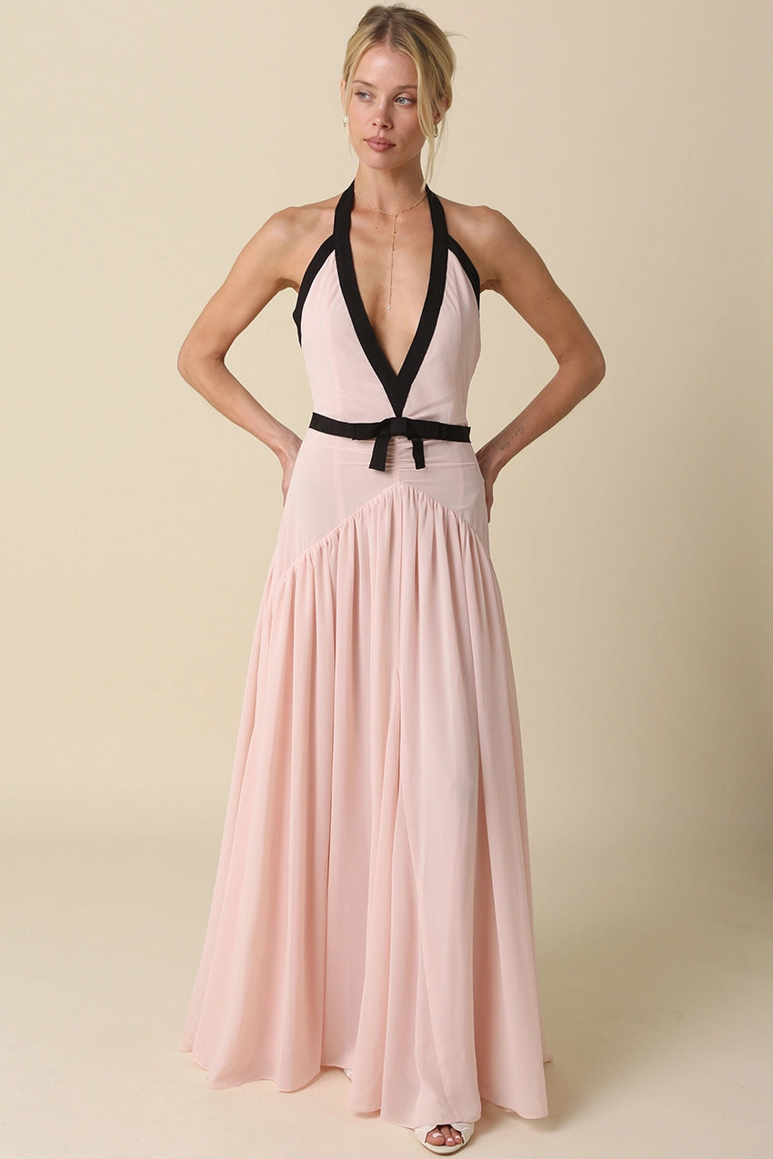 Evelyn Contrast Ribbon Maxi Dress